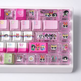 Powerpuff Girls Side Shine Through Keycaps PBT Dye-sub Cherry Profile Keycap Custom Keycaps Tương thích với công tắc Cherry Gateron MX