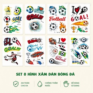 sticker bóng đá hình xăm tạm thời World Cup đạo cụ tiệc cổ vũ dán mặt và tay vẽ mặt fan thoáng khí không dính bền lâu không bong không kích ứng da