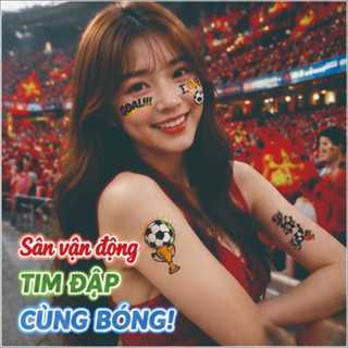 sticker bóng đá hình xăm tạm thời World Cup đạo cụ tiệc cổ vũ dán mặt và tay vẽ mặt fan thoáng khí không dính bền lâu không bong không kích ứng da