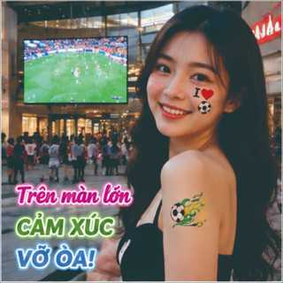 sticker bóng đá hình xăm tạm thời World Cup đạo cụ tiệc cổ vũ dán mặt và tay vẽ mặt fan thoáng khí không dính bền lâu không bong không kích ứng da