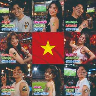 sticker bóng đá hình xăm tạm thời World Cup đạo cụ tiệc cổ vũ dán mặt và tay vẽ mặt fan thoáng khí không dính bền lâu không bong không kích ứng da