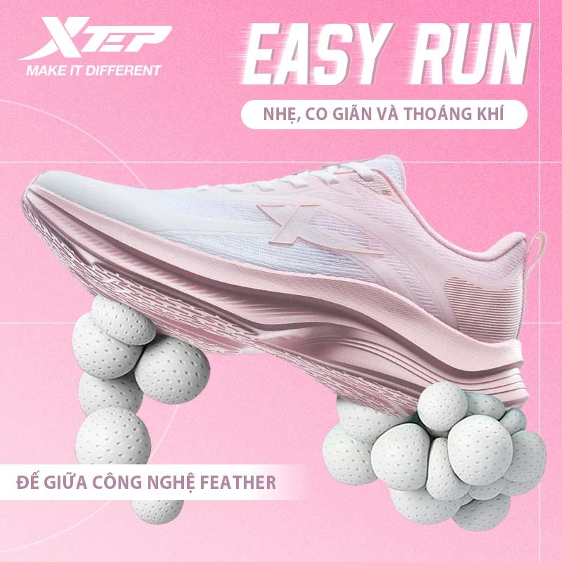 【XTEP】Easy run | Giày chạy Xtep mùa hè Macaron 6.0 cho nữ, giày chạy bộ lưới thoáng khí, giày thể thao nhẹ giảm chấn cho chạy 5KM+