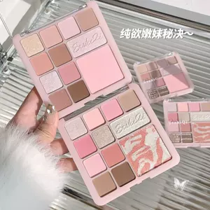 Bảng phấn mắt & phấn má hồng 10 trong 1 ErshiQi Matte Shimmer Bộ trang điểm khỏa thân màu hồng pha trộn