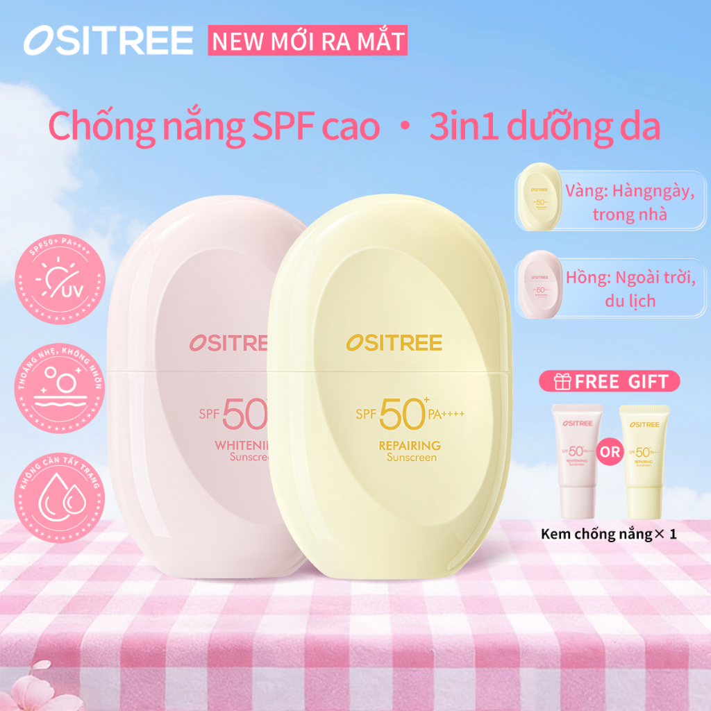 [Ositree x Diệp Lê] Kem chống nắng công suất cao Ngoài trời Trắng ổn định Nhẹ nhàng Sửa chữa dưỡng ẩm PA + + + + Kem chống nắng 50g