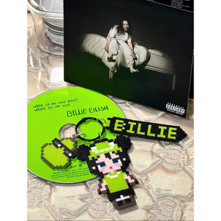 Billie Eilish Phim hoạt hình Đậu DIY Vòng chìa khóa tự làm bằng tay Ba lô mặt dây chuyền ngôi sao xung quanh