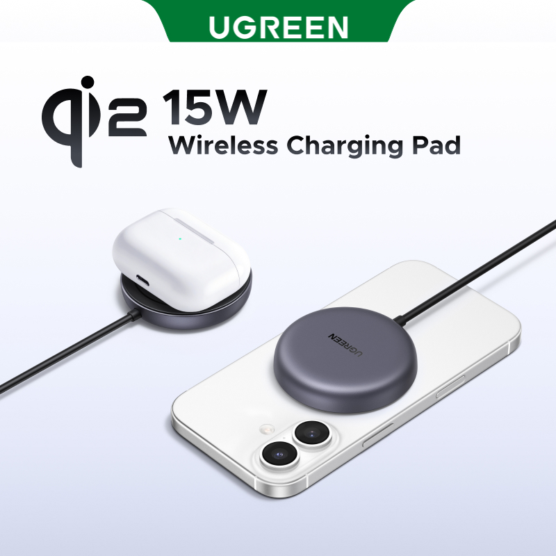 Bộ sạc không dây từ tính UGREEN Qi2 15W Bộ sạc nhanh Tương thích cho iPhone 12-17 Series