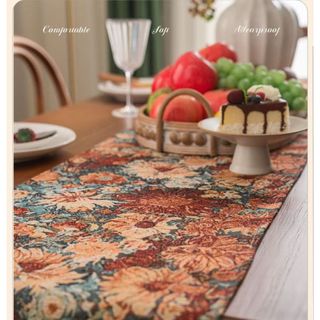 Monet Sunflower Jacquard Table Runner | Phong cách vẽ tranh sơn dầu cổ điển (Chịu nhiệt dày · Trang trí tua rua · Thảm trà dài)