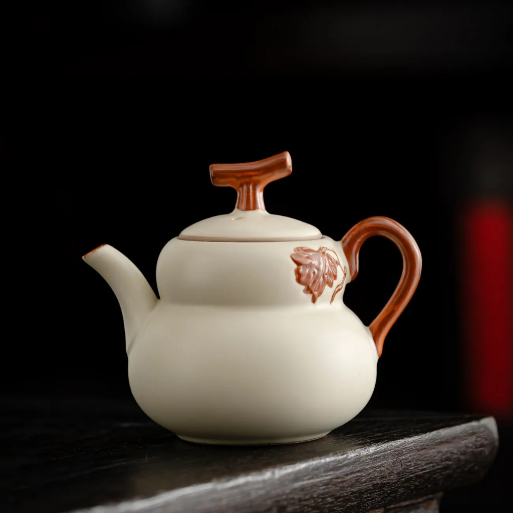 Bộ ấm trà Kung Fu Ru Kiln xanh trắng gốm retro, ấm nâng, dùng cho gia đình cao cấp