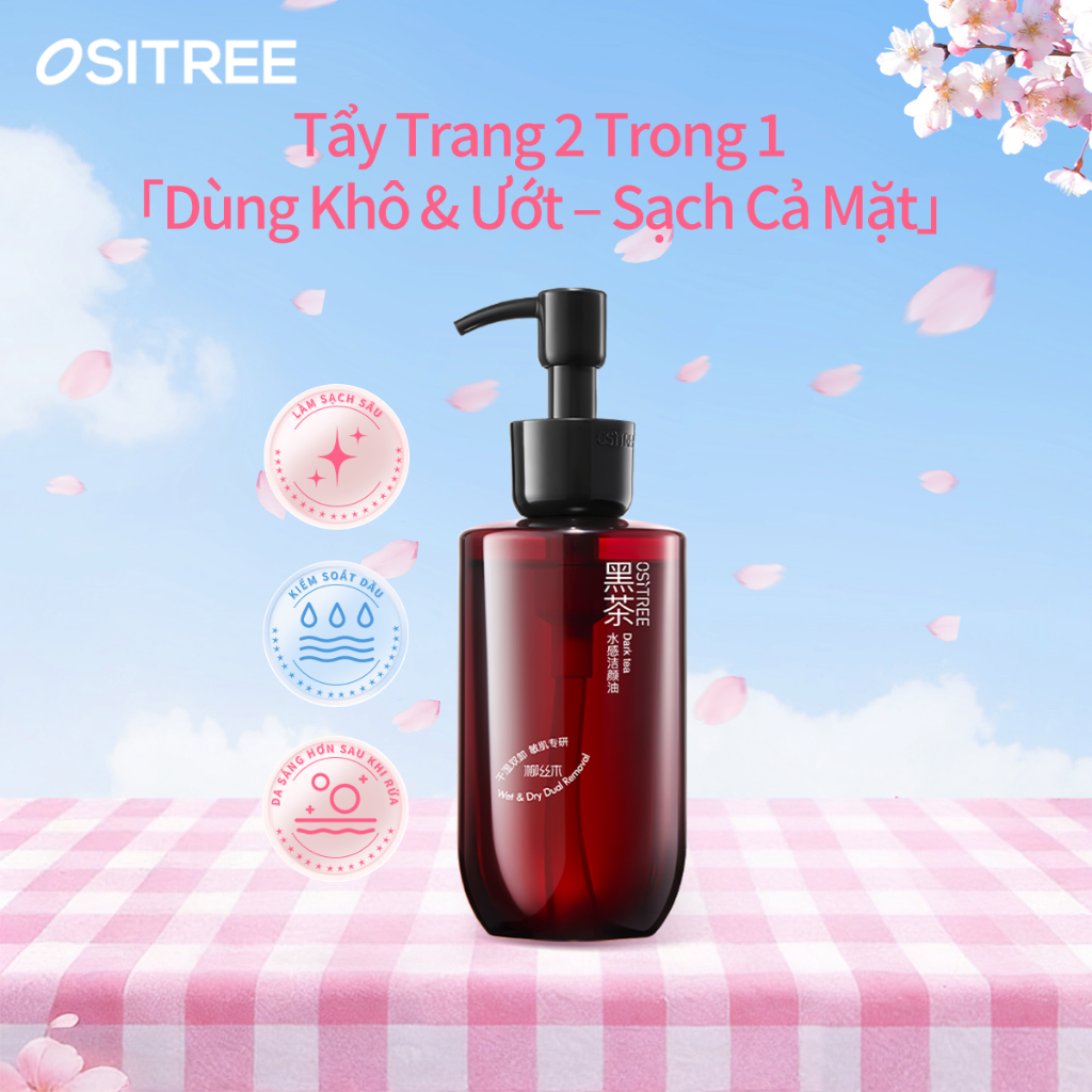 [LIVE] Dầu Rửa Mặt Ositree Nhẹ Nhàng Không Kích Ứng Trà Đen Chiết Xuất Dầu Làm Sạch Khô Ướt