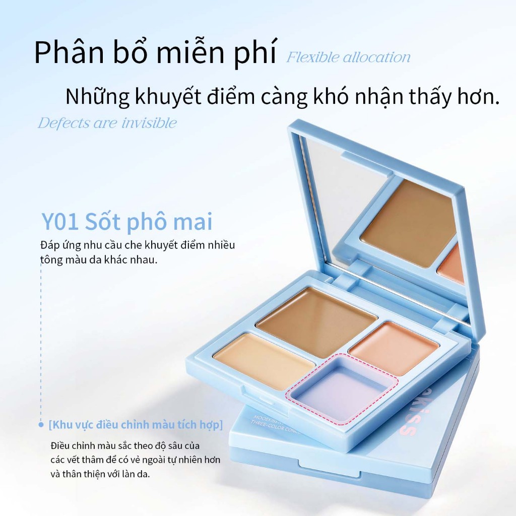 [KOL COMBO] Bảng che khuyết điểm 3 màu Mooekiss | Bảo hiểm kem cho quầng thâm, đốm & máng rách | Đường viền mặt & làm sáng da