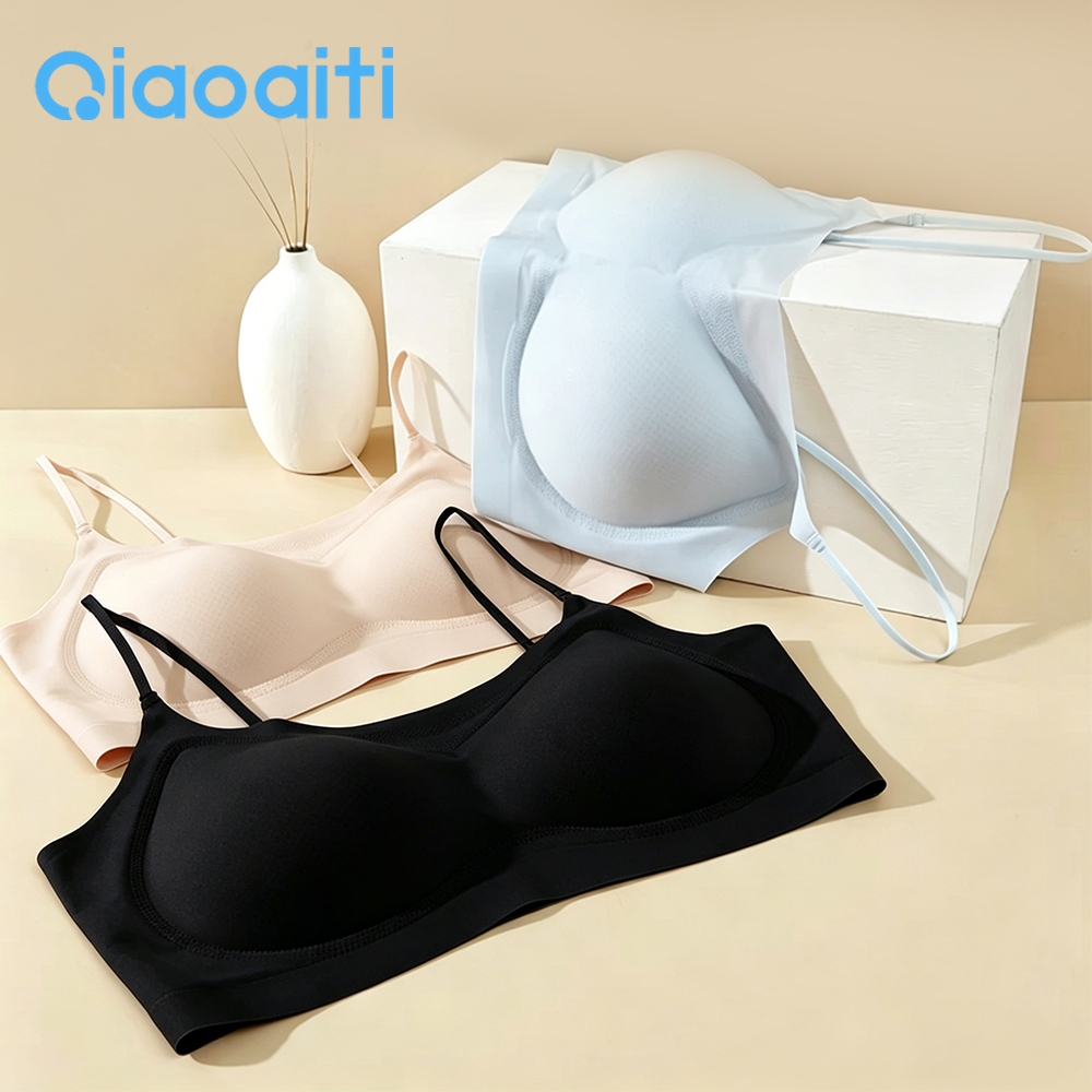 Qiaoaiti Áo ngực nữ không gọng không viền, mát lạnh, siêu mỏng, nhẹ nhàng, thoáng khí, nâng ngực, mặc mùa hè(8099)