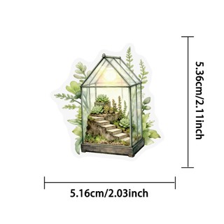 Bộ 50 Trong Suốt Hoa Xanh Thực Vật Miếng Dán Trang Trí Máy Tính Chống Thấm Nước PET Miếng Dán Đồ Chơi Trẻ Em