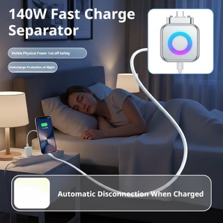 Bộ tách sạc toàn bộ trí thông minh 140W Bảo vệ sức khỏe pin Bảo vệ quá tải Tự động tắt nguồn Thích hợp cho các thiết bị Type-C