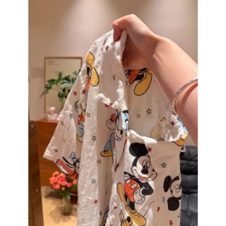 Phim hoạt hình dễ thương in hình đồ ngủ nữ áo len ngắn tay bộ đồ mặc nhà