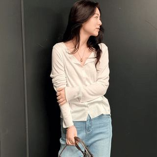 Nhẹ Phong Cách Trưởng Thành Cổ Chữ V Nút Dệt Kim Cardigan Nữ Đầu Xuân Phong Cách Mới Mỏng Hơn Nhìn Phù Hợp Với Mỏng Dài-