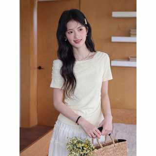 Áo thun ngắn tay mơ thiết kế kiểu Pháp dành cho nữ mùa hè thời trang cao cấp Slimer Look Top