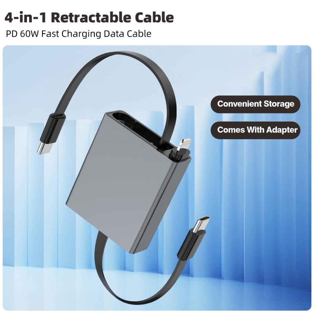 Cáp sạc 4 trong 1 ECILY Pd60W Cáp dữ liệu Usb / Type C sang Type-C / Ios cho điện thoại