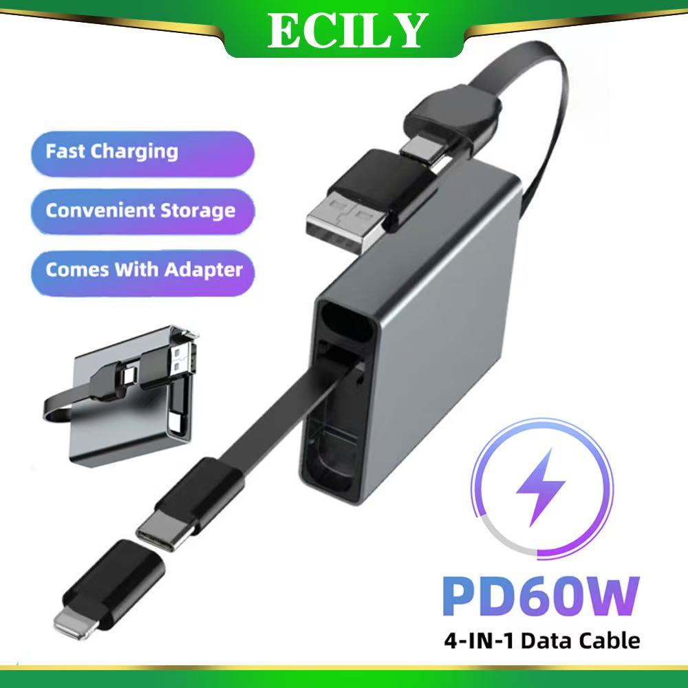 Cáp sạc 4 trong 1 ECILY Pd60W Cáp dữ liệu Usb / Type C sang Type-C / Ios cho điện thoại
