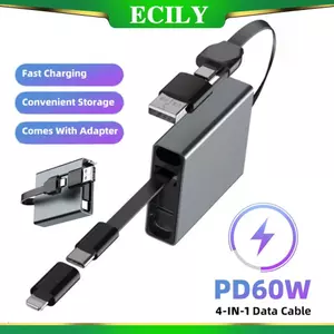 Cáp sạc 4 trong 1 ECILY Pd60W Cáp dữ liệu Usb / Type C sang Type-C / Ios cho điện thoại