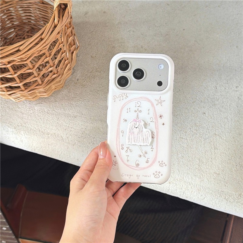 IPhone 17 Pro Max Đồng hồ họa tiết chó Chất liệu TPU Vỏ điện thoại xử lý IMD