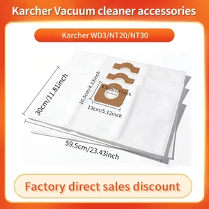 Không dệt cho máy hút bụi Karcher Túi đựng bụi WD3 / NT20 / NT30 Túi hút bụi Vacum cổ điển Sampah Penapis Habuk Vakum Beg