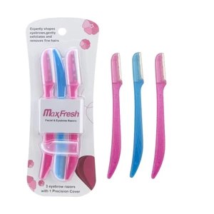 Bộ 3 Dao Cạo Da Mặt & Lông Mày, Dụng Cụ Tháo Dermaplaning Cho Mặt, Dụng Cụ Tạo Hình Lông Mày & Tẩy Tóc Có Vỏ Chính Xác