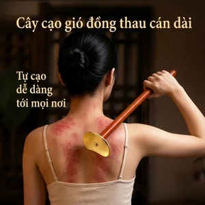 Dụng cụ cạo gió bằng đồng đúc Thái Cực tay cầm dài – Hỗ trợ tự massage lưng, vai gáy, thông kinh lạc, giảm mỏi cơ, đau nhức xương khớp.