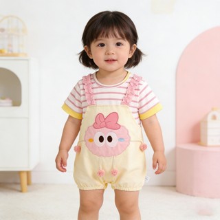 Bé Sơ Sinh Bé Gái Mùa Hè Retro Cottom Áo Liền Quần Dễ Thương Tay Ngắn Quần Áo Liền Quần Cho Bé (0-24 Tháng)