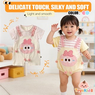 Bé Sơ Sinh Bé Gái Mùa Hè Retro Cottom Áo Liền Quần Dễ Thương Tay Ngắn Quần Áo Liền Quần Cho Bé (0-24 Tháng)