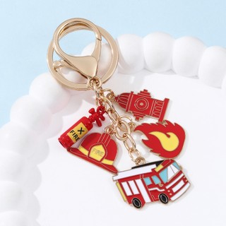 1 Hoạt Hình Sáng Tạo Xe Cứu Hỏa Dụng Cụ Cứu Hỏa Quần Áo Bảo Vệ Nhỏ Giọt Dầu Hợp Kim Móc Khóa Hợp Thời Trang Túi Trang Trí Kỷ Niệm Quà Tặng