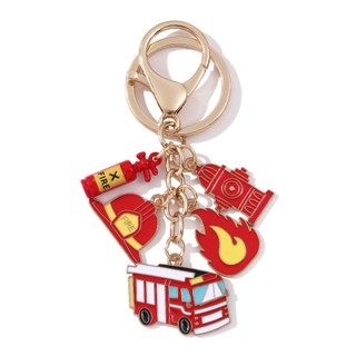 1 Hoạt Hình Sáng Tạo Xe Cứu Hỏa Dụng Cụ Cứu Hỏa Quần Áo Bảo Vệ Nhỏ Giọt Dầu Hợp Kim Móc Khóa Hợp Thời Trang Túi Trang Trí Kỷ Niệm Quà Tặng