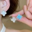 Bông tai cỏ ba lá màu bạc có viền kim cương giả & viền kim cương giả đầy đủ, Trang sức sang trọng hai tông màu trắng / xanh lấp lánh dành cho nữ