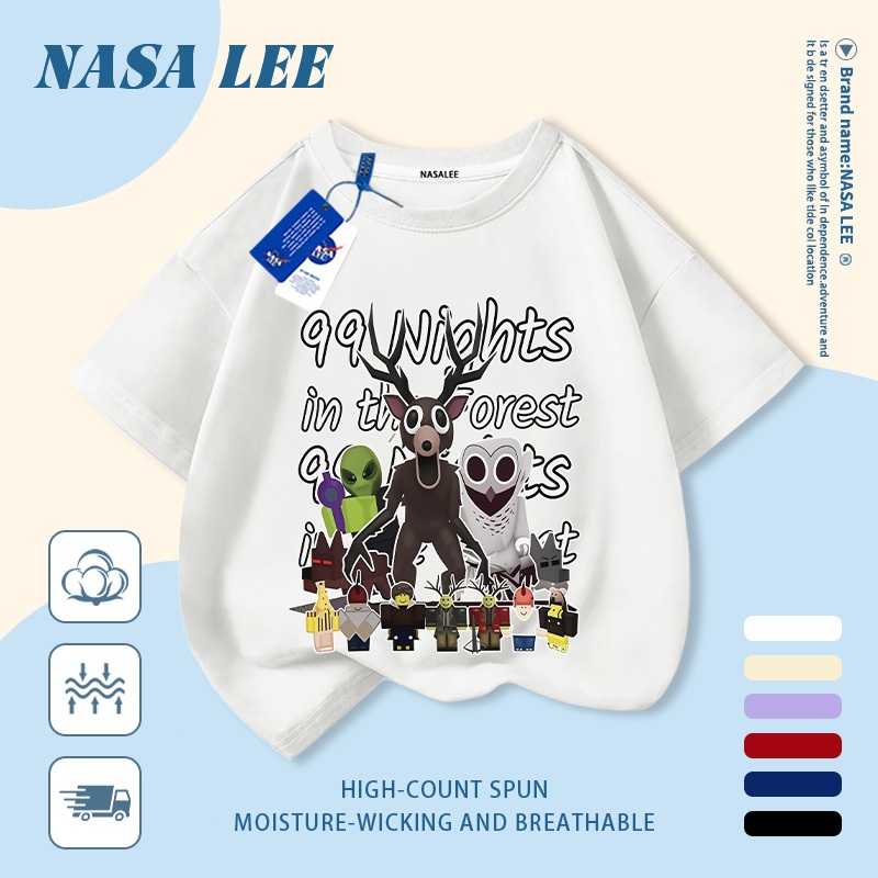 Áo thun trắng cotton in hình NASA hoạt hình dễ thương cho bé trai/bé gái 3-16 tuổi