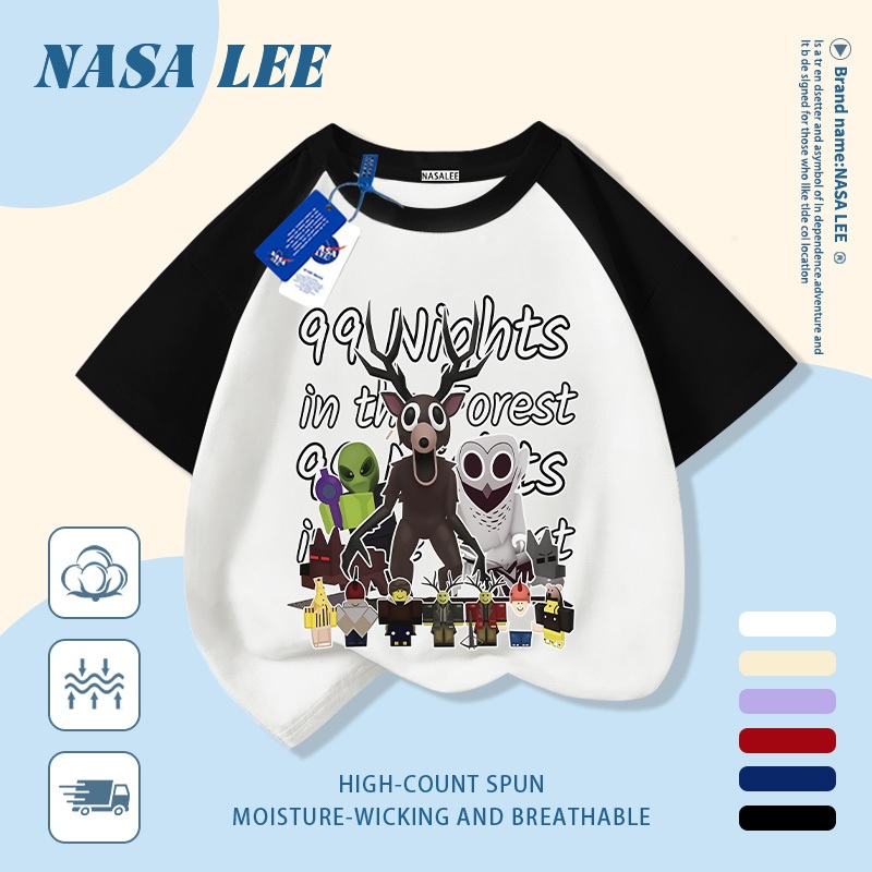 Áo thun trắng cotton in hình NASA hoạt hình dễ thương cho bé trai/bé gái 3-16 tuổi