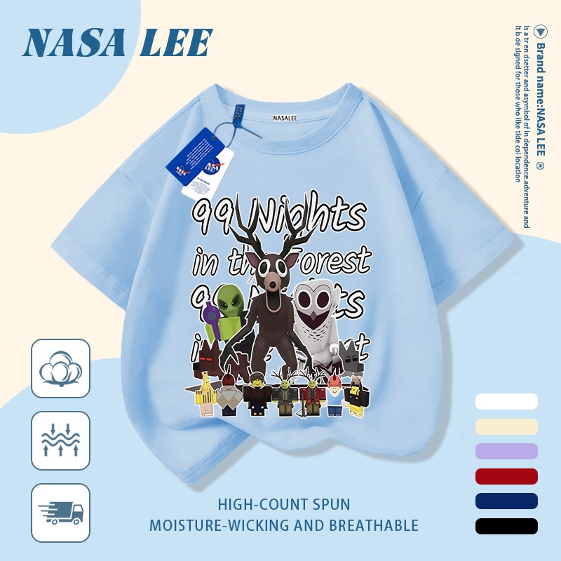 Áo thun trắng cotton in hình NASA hoạt hình dễ thương cho bé trai/bé gái 3-16 tuổi