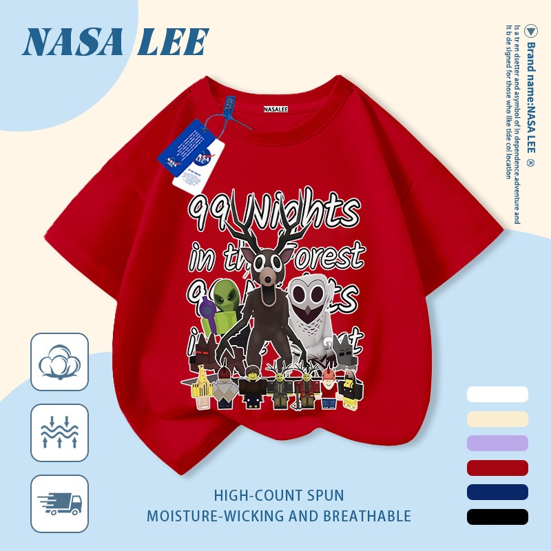 Áo thun trắng cotton in hình NASA hoạt hình dễ thương cho bé trai/bé gái 3-16 tuổi