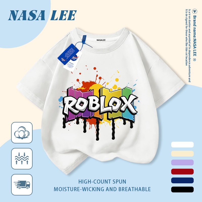 [Giao hàng trong ngày] Áo thun Cotton nguyên chất màu trắng cho trẻ em NASA Phim hoạt hình Thiết kế hợp thời trang dễ thương In chữ cảm giác 3-16 tuổi Bé trai bé gái tay ngắn thông thường