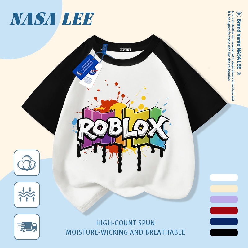 [Giao hàng trong ngày] Áo thun Cotton nguyên chất màu trắng cho trẻ em NASA Phim hoạt hình Thiết kế hợp thời trang dễ thương In chữ cảm giác 3-16 tuổi Bé trai bé gái tay ngắn thông thường