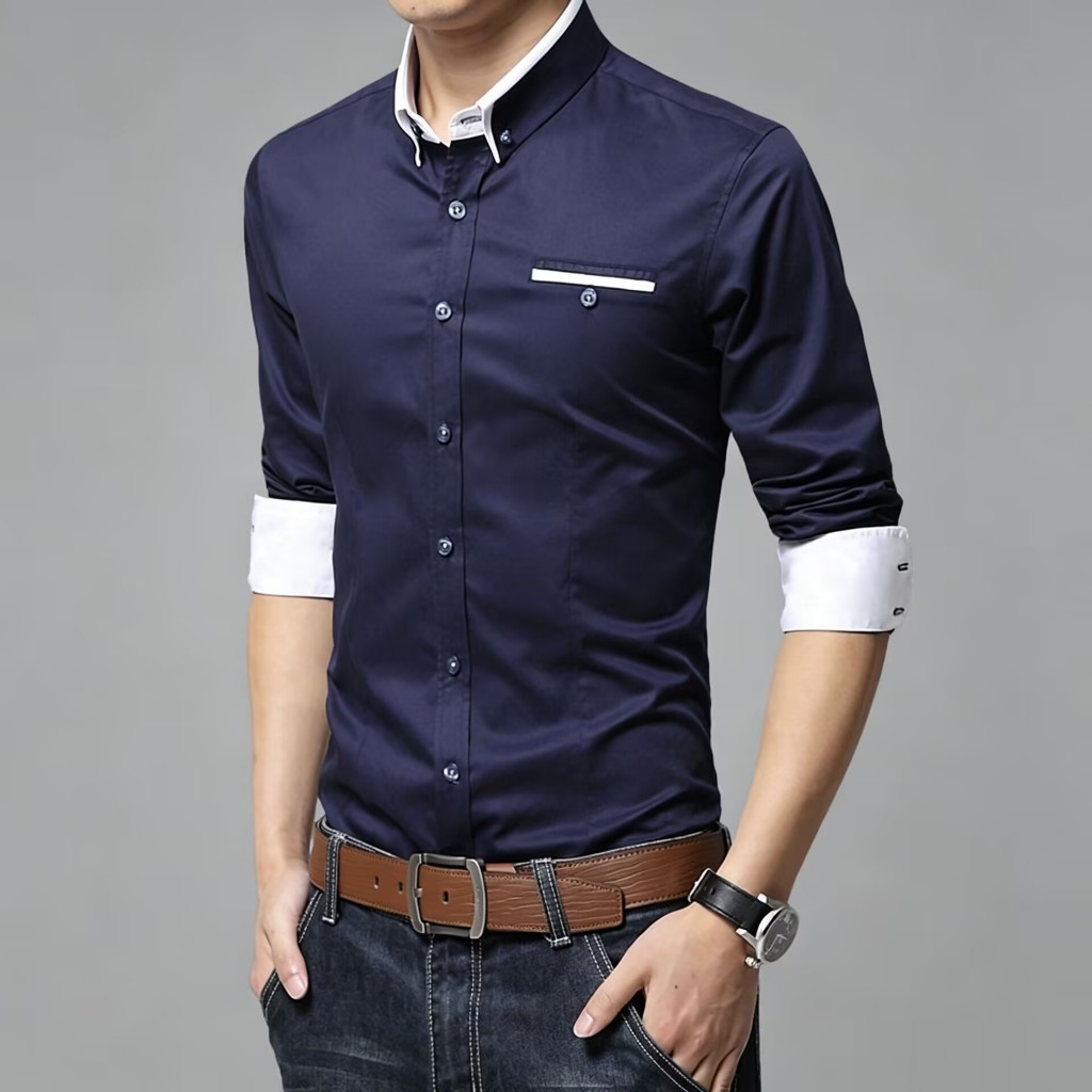 Mới Trắng Nam Dài Tay Văn Phòng Công Sở Trang Trọng Áo Sơ Mi Cotton Nút Cưới Áo Sơ Mi Thường Ngày