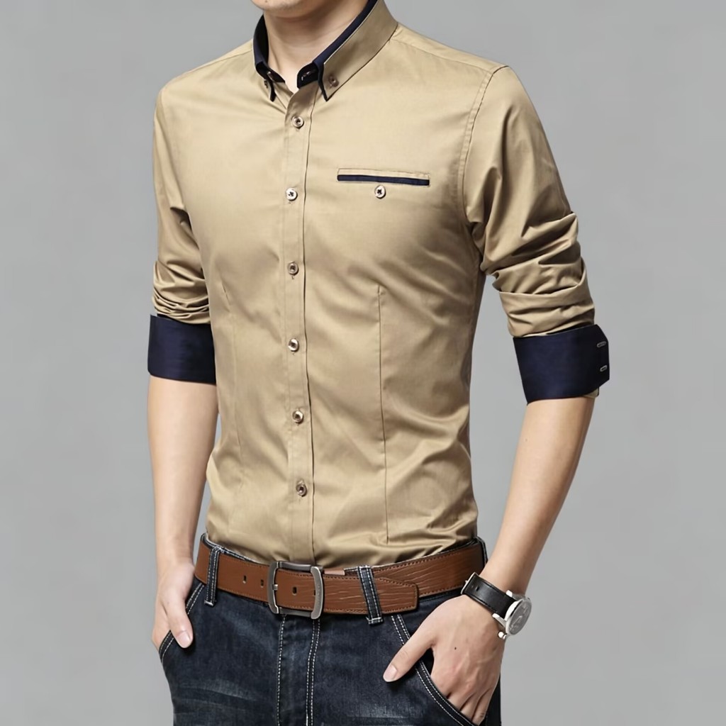 Mới Trắng Nam Dài Tay Văn Phòng Công Sở Trang Trọng Áo Sơ Mi Cotton Nút Cưới Áo Sơ Mi Thường Ngày