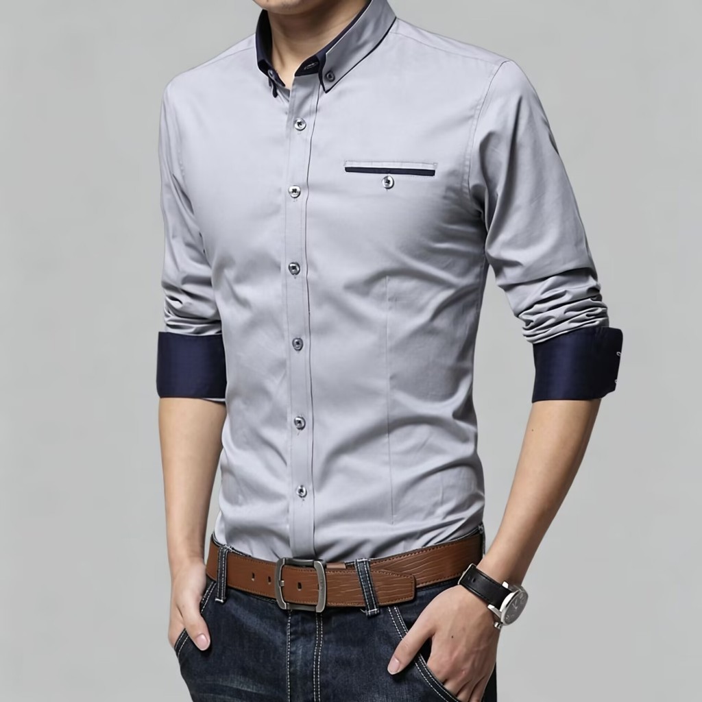 Mới Trắng Nam Dài Tay Văn Phòng Công Sở Trang Trọng Áo Sơ Mi Cotton Nút Cưới Áo Sơ Mi Thường Ngày