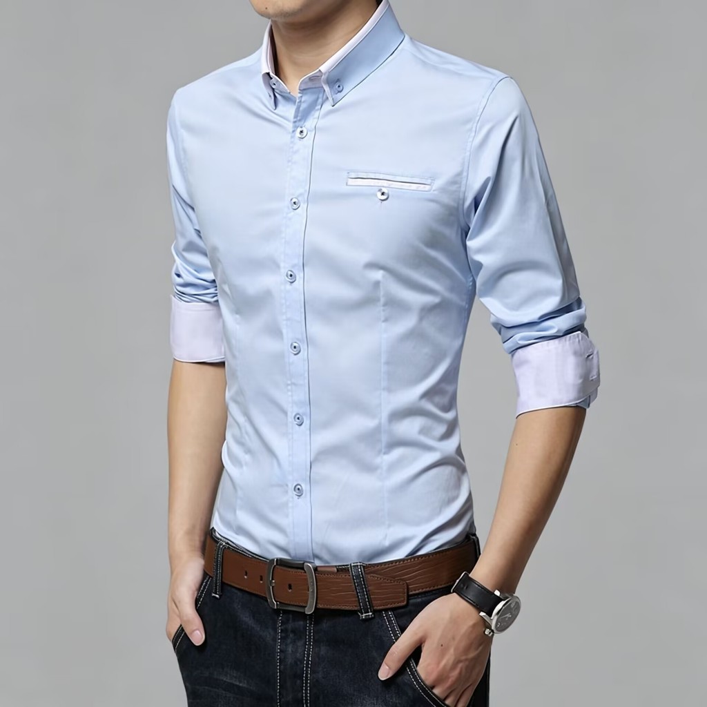 Mới Trắng Nam Dài Tay Văn Phòng Công Sở Trang Trọng Áo Sơ Mi Cotton Nút Cưới Áo Sơ Mi Thường Ngày