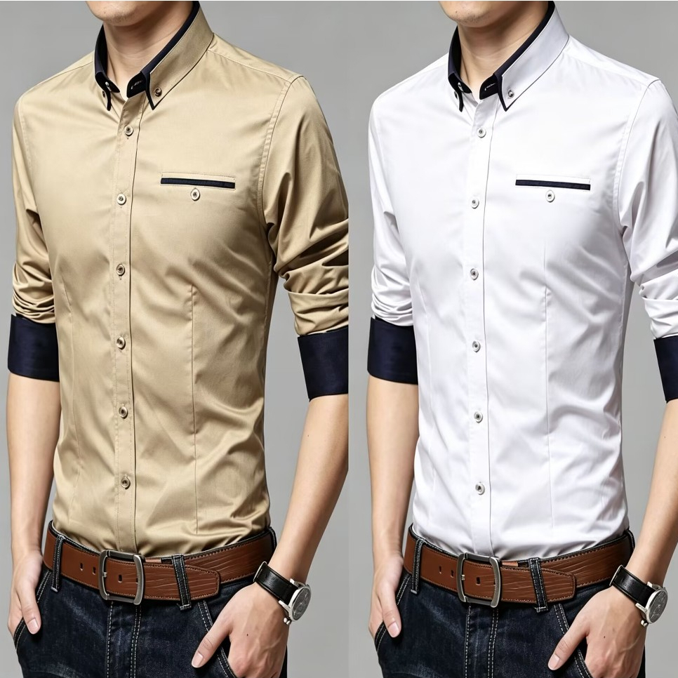 Mới Trắng Nam Dài Tay Văn Phòng Công Sở Trang Trọng Áo Sơ Mi Cotton Nút Cưới Áo Sơ Mi Thường Ngày