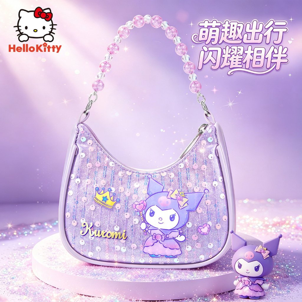 Kuromi Đính Kim Sa Lấp Lánh Túi Cô Gái Túi Ngọt Ngào Dễ Thương Cao Cấp Túi Nhỏ Sanrio 2026 Phong Cách Mới