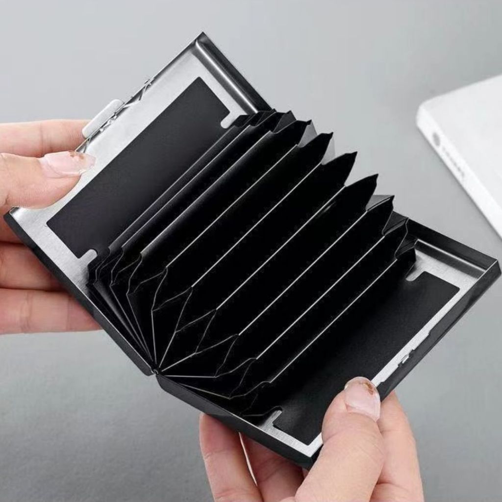 Hộp đựng thẻ cá nhân có khắc Laser miễn phí – Văn bản & Logo tùy chỉnh, Vỏ thép không gỉ 304 cao cấp