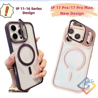 Ốp điện thoại trong suốt từ tính cho iPhone 17 Pro Max 16 Pro Max 15 14 13 12 Pro Max với giá đỡ máy ảnh tích hợp Vỏ chống sốc Mặt sau Acrylic trong suốt cạnh mềm Vỏ bảo vệ toàn bộ ống kính