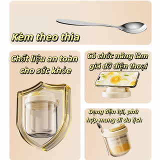 Bát sữa chua HOMELYHUB, 430ML có nắp và thìa Cốc ăn sáng, Hộp đựng yến mạch di động chống rò rỉ Bữa sáng