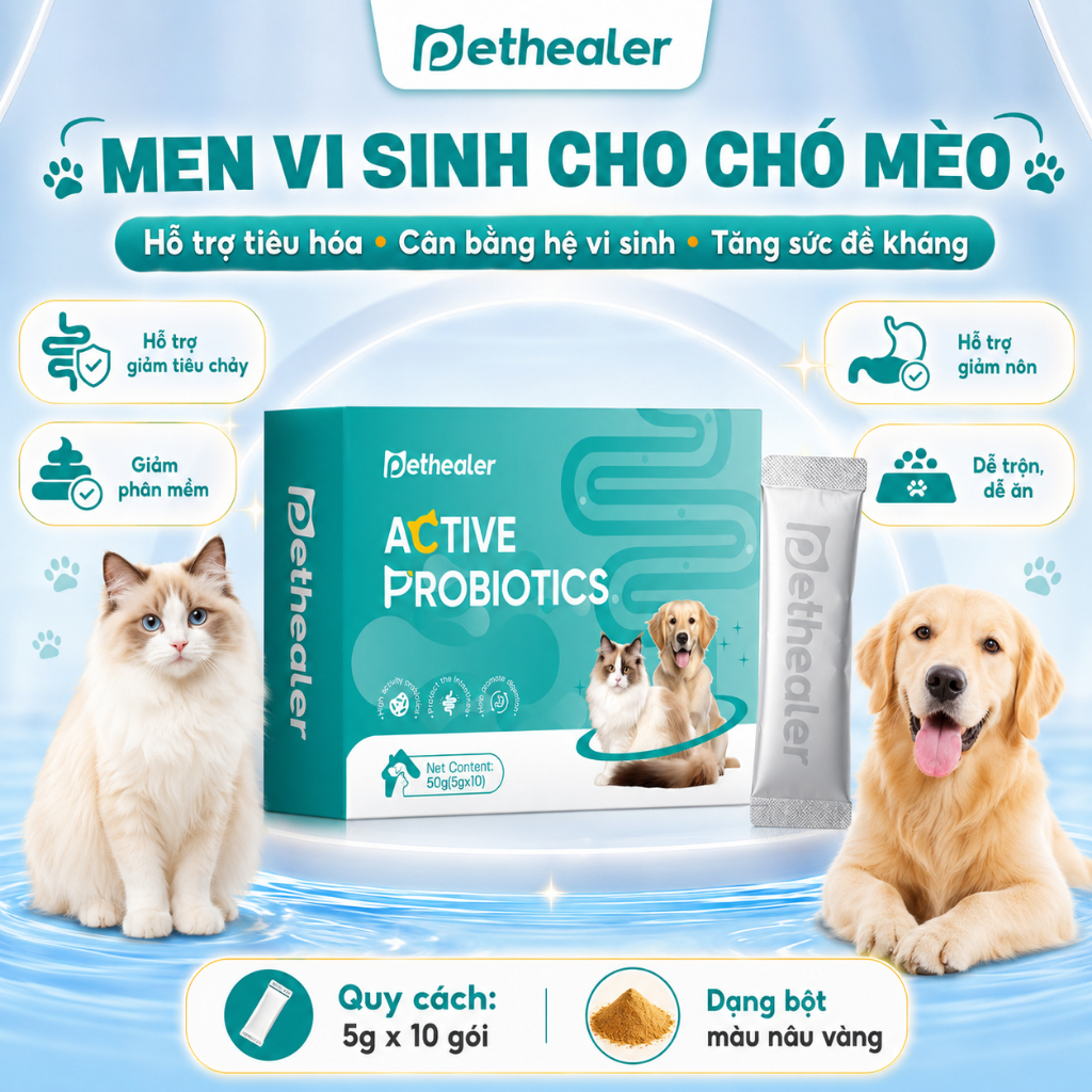 Men vi sinh cho chó mèo / hỗ trợ tiêu hóa / hộp 10 gói / hàng có sẵn