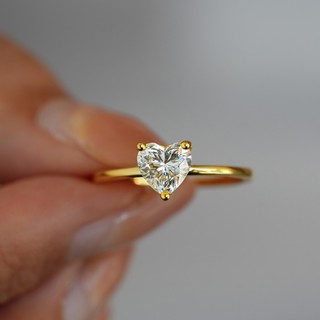 [Giấy chứng nhận GRA đính kèm] Nhẫn moissanite vàng 18K, nhẫn bạc S925, nữ kim cương moissanite hình trái tim thời trang