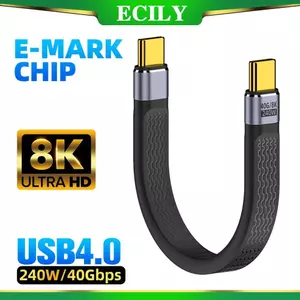 Cáp USB ngắn 4.0 ECILY 13cm 5A 240W Type C sang Type C PD Cáp sạc Lightning nhanh 3 8K 60Hz Đầu ra Video 40gbps Cáp truyền dữ liệu
